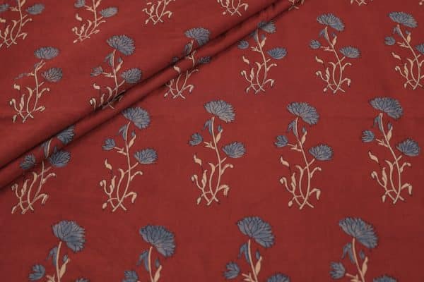Pre-Cut 1.20m Natural Red Dye Handblock Ajrakh Printed Cotton Fabric