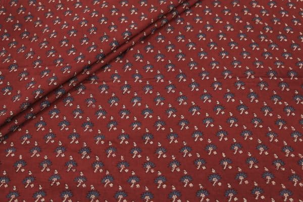Pre-Cut 2m Natural Red Dye Handblock Ajrakh Printed Cotton Fabric