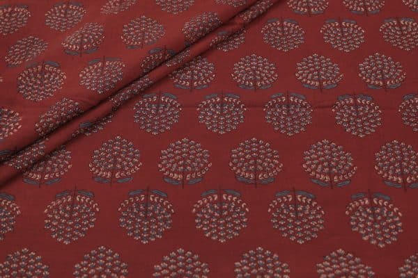 Natural Red Dye Handblock Ajrakh Printed Cotton Fabric