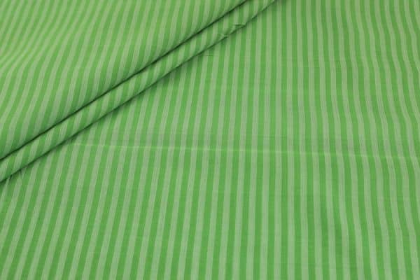 Pastel Green Handwoven Stripes 100% Pure Cotton Fabric