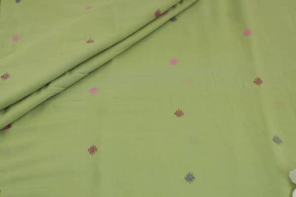 Pre-Cut 1.80m Yellowish Green Woven Design Flowy HandLoom Pure Soft Cotton Fabric