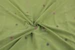 Yellowish Green Woven Design Flowy HandLoom Pure Soft Cotton Fabric - Image 3