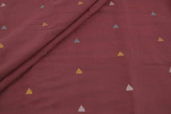 Brownish Red Woven Design Flowy HandLoom Pure Soft Cotton Fabric