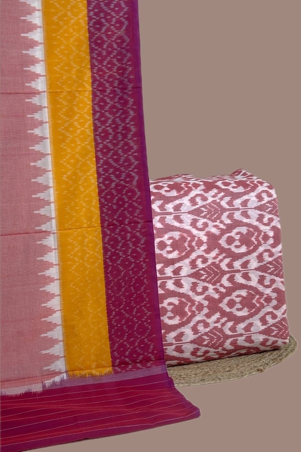 2pc Ikkat Cotton Dupatta and Handloom Soft Ikkat Cotton Top Fabric Set