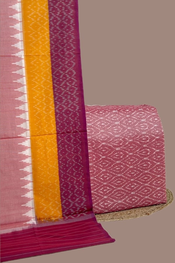 2pc Ikkat Cotton Dupatta and Handloom Soft Ikkat Cotton Top Fabric Set