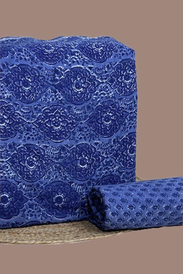 2pc Pure Soft Cotton Blockprinted Top and Bottom Fabric Set