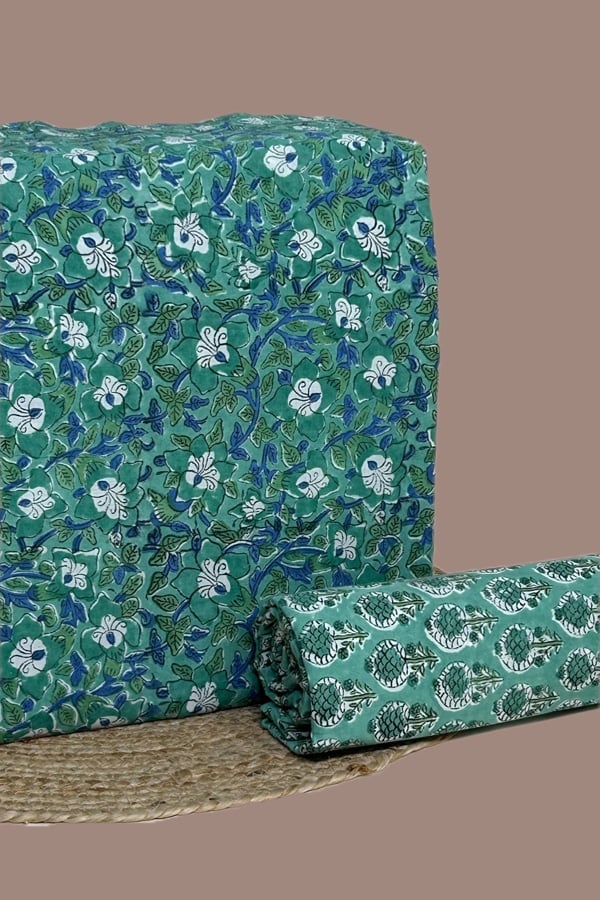 2pc Pure Soft Cotton Blockprinted Top and Bottom Fabric Set