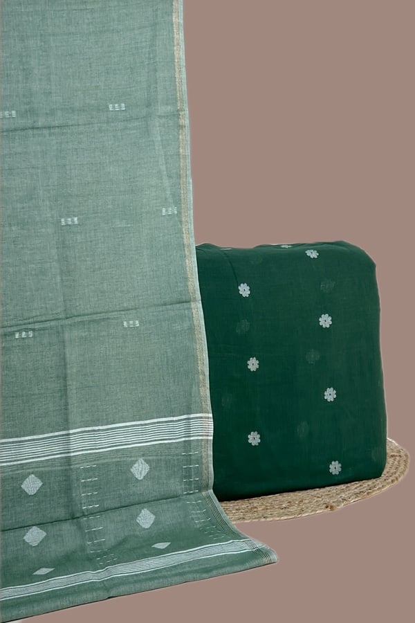 2pc Handloom Cotton Dupatta and Handloom Woven Design Top Fabric Set