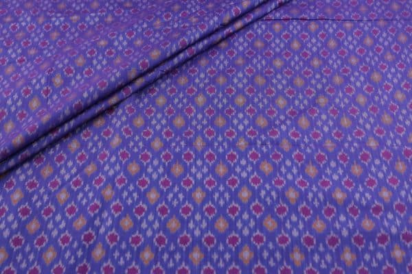 Purple Blue Authentic Handwoven Soft Silk-Cotton Ikkat Fabric