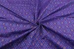 Purple Blue Authentic Handwoven Soft Silk-Cotton Ikkat Fabric - Image 3