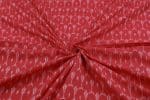 Neon Red Fine Handloom Ikkat Tie-Dye Pure Soft Cotton Fabric - Image 3