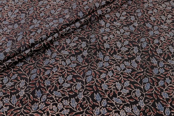 Natural Black Dye Handblock Ajrakh Printed Cotton Fabric