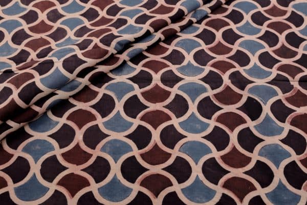 Natural Black Dye Handblock Ajrakh Printed Cotton Fabric