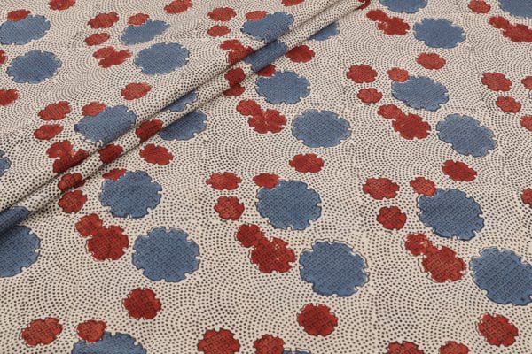 Pre-Cut 1m Natural White Dye Handblock Ajrakh Printed Cotton Fabric