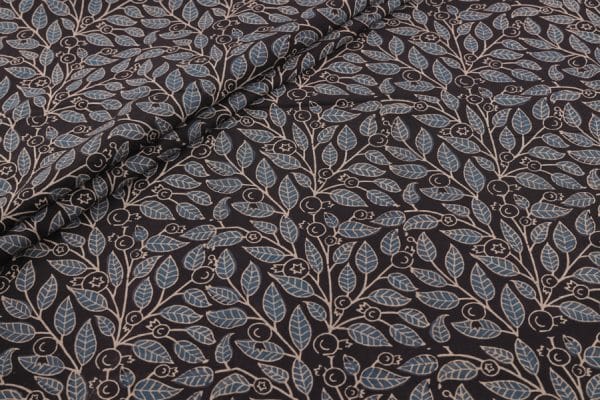 Natural Black Dye Handblock Ajrakh Printed Cotton Fabric