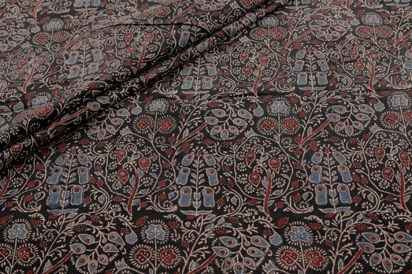 Natural Black Dye Handblock Ajrakh Printed Cotton Fabric