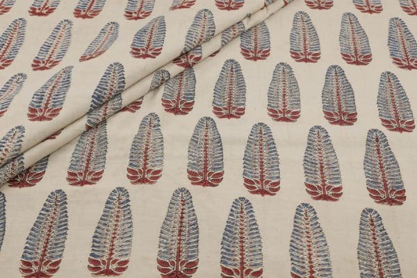 Natural White Dye Handblock Ajrakh Printed Cotton Fabric