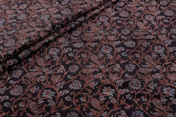 Natural Black Dye Handblock Ajrakh Printed Cotton Fabric