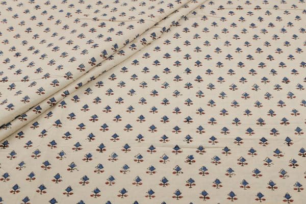 Natural White Dye Handblock Ajrakh Printed Cotton Fabric