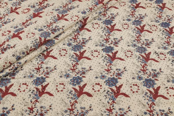 Natural White Dye Handblock Ajrakh Printed Cotton Fabric