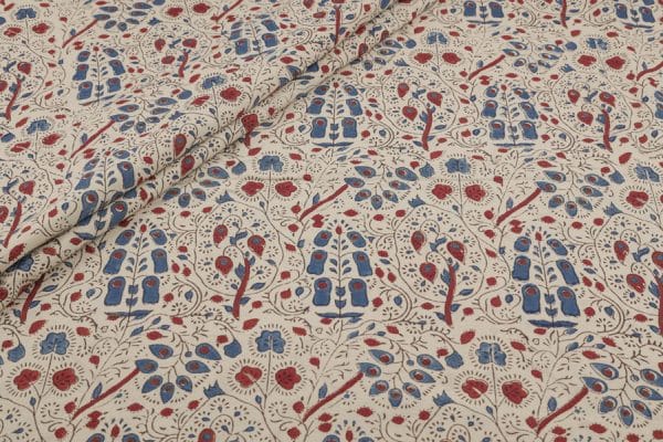 Pre-Cut 0.60m Natural White Dye Handblock Ajrakh Printed Cotton Fabric