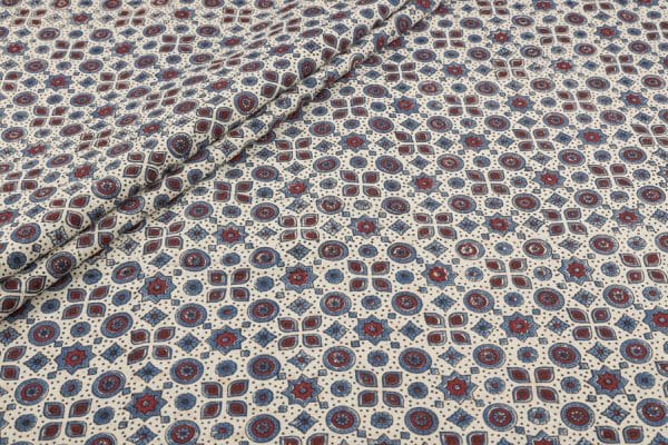 Natural White Dye Handblock Ajrakh Printed Cotton Fabric