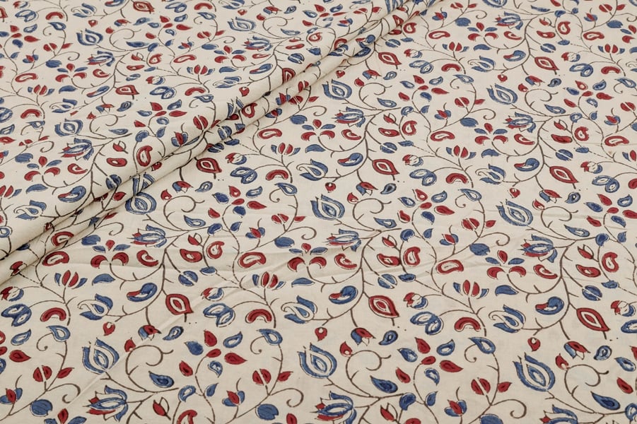 Ajrakh Pure Soft Cotton HandCrafted Fabric Natural White Dye Handblock Ajrakh Printed Cotton Fabric - Image 1