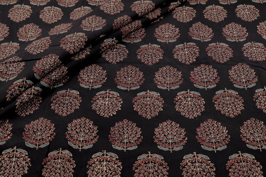 Ajrakh Pure Soft Cotton HandCrafted Fabric Natural Black Dye Handblock Ajrakh Printed Cotton Fabric - Image 1