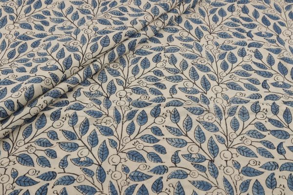 Natural White Dye Handblock Ajrakh Printed Cotton Fabric