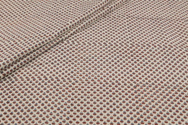 Natural White Dye Handblock Ajrakh Printed Cotton Fabric