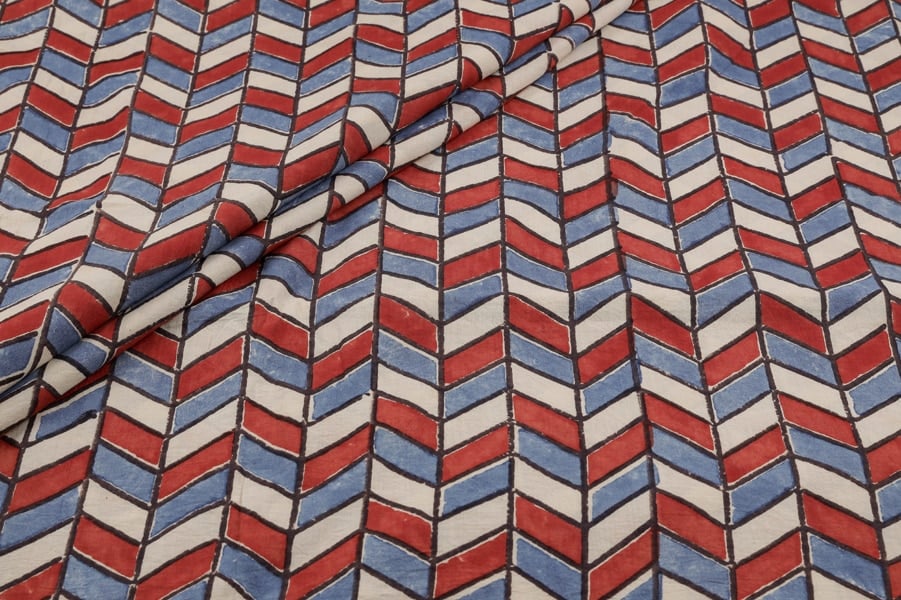 Ajrakh Pure Soft Cotton HandCrafted Fabric Natural White Dye Handblock Ajrakh Printed Cotton Fabric - Image 1