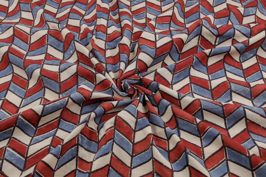 30259 (3) Natural White Dye Handblock Ajrakh Printed Cotton Fabric - Image 3