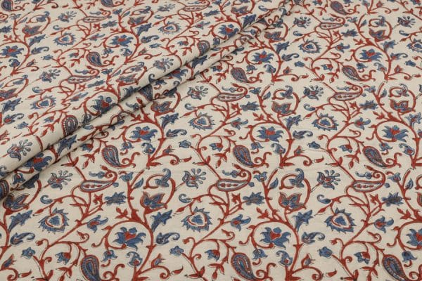 Pre-Cut 1.80m Natural White Dye Handblock Ajrakh Printed Cotton Fabric