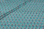 Robin Egg Blue Floral Handblock Printed 100% Pure Soft Cotton Fabric