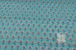Robin Egg Blue Floral Handblock Printed 100% Pure Soft Cotton Fabric - Image 2