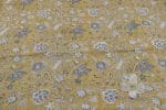 Musturd Yellow Floral Handblock Printed 100% Pure Soft Cotton Fabric - Image 2