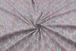 Pastel Blue Floral Handblock Printed 100% Pure Soft Cotton Fabric - Image 3