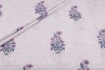 White Floral Handblock Printed 100% Pure Soft Cotton Fabric