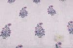 White Floral Handblock Printed 100% Pure Soft Cotton Fabric - Image 2