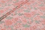 Salmon Pink Floral Handblock Printed 100% Pure Soft Cotton Fabric