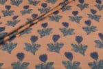 Bronze Floral Handblock Printed 100% Pure Soft Cotton Fabric