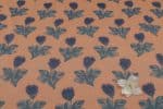 Bronze Floral Handblock Printed 100% Pure Soft Cotton Fabric - Image 2