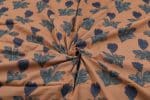 Bronze Floral Handblock Printed 100% Pure Soft Cotton Fabric - Image 3