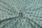 Jungle Green Floral Handblock Printed 100% Pure Soft Cotton Fabric - Image 3