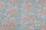 Pastel Blue Floral Handblock Printed 100% Pure Soft Cotton Fabric - Image 2