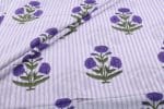 White Floral Handblock Printed 100% Pure Soft Cotton Fabric
