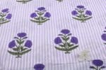 White Floral Handblock Printed 100% Pure Soft Cotton Fabric - Image 2