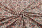 Auburn Red Floral Handblock Printed 100% Pure Soft Cotton Fabric - Image 3