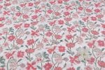 White Floral Handblock Printed 100% Pure Soft Cotton Fabric - Image 2