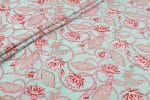 Powder Blue Floral Handblock Printed 100% Pure Soft Cotton Fabric